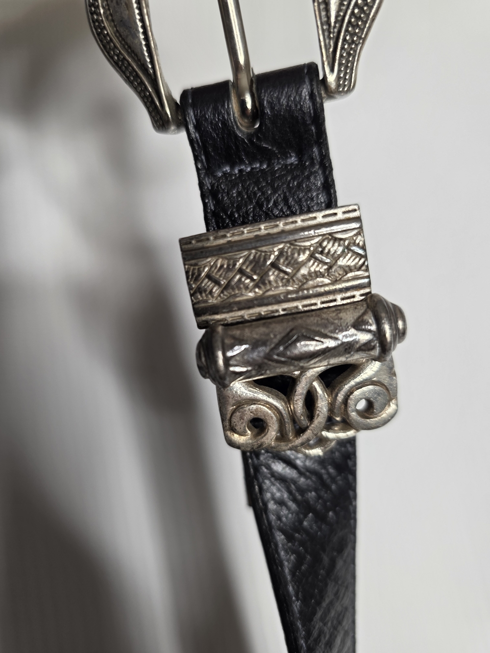 Leatherock Vintage Western Tooled Leather Belt Black Women's Size L